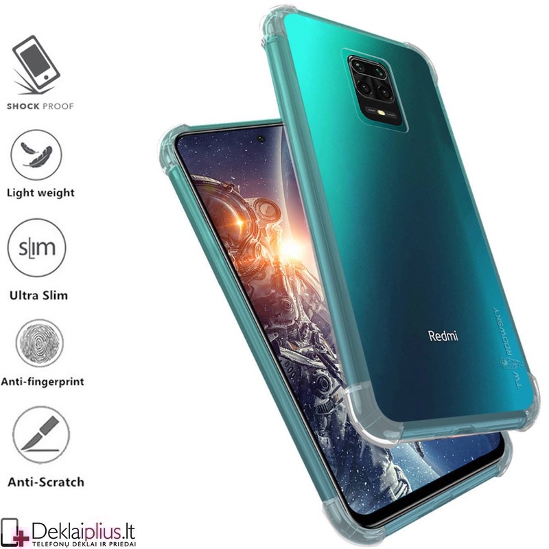 Silikoninis-Anti shock dėklas - permatomas (telefonams Xiaomi Redmi Note 9S/Note 9 Pro) Silikoninis-Anti shock dėklas - permatomas (telefonams Xiaomi Redmi Note 9S/Note 9 Pro)